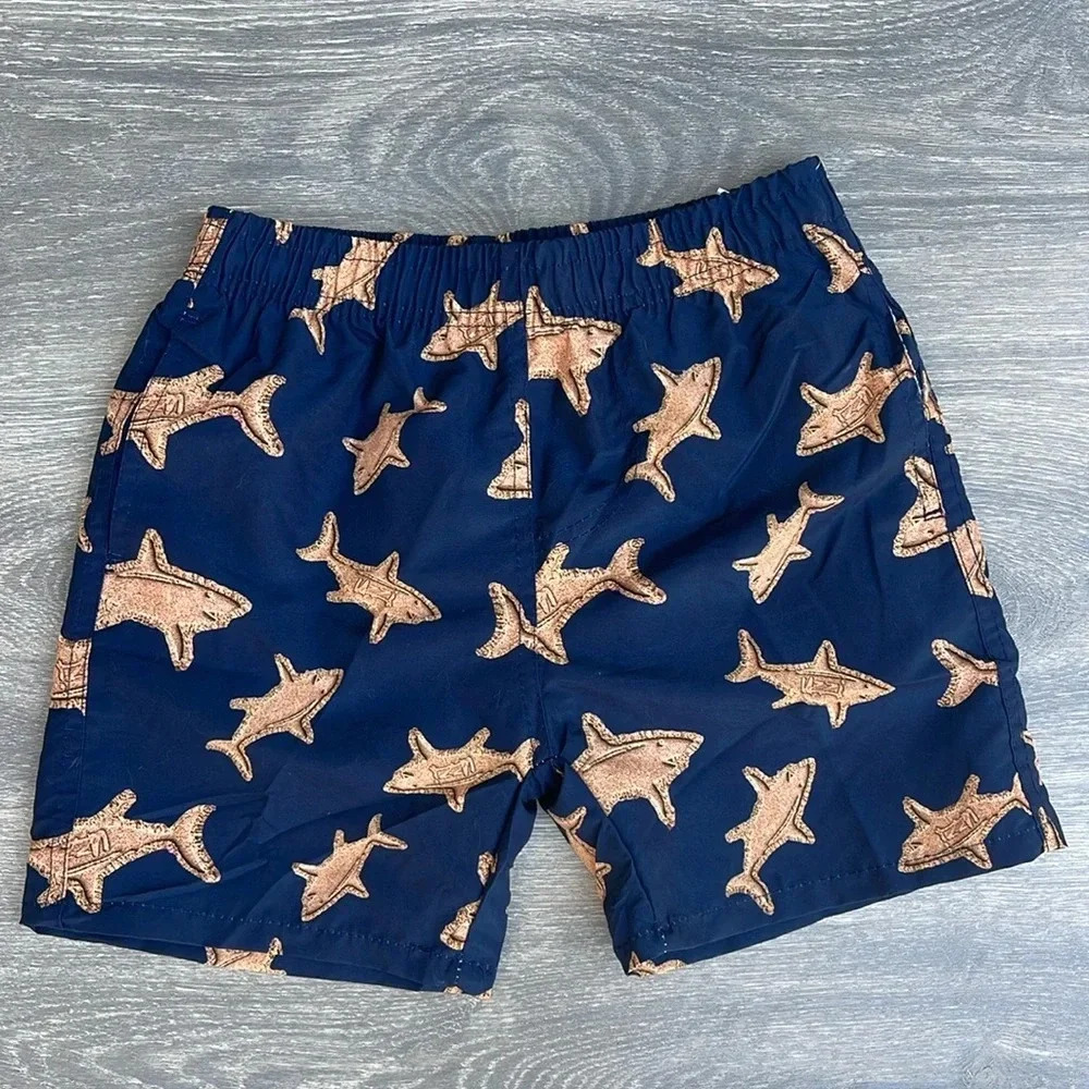 Uzzi Board Shorts, dark blue with sharks